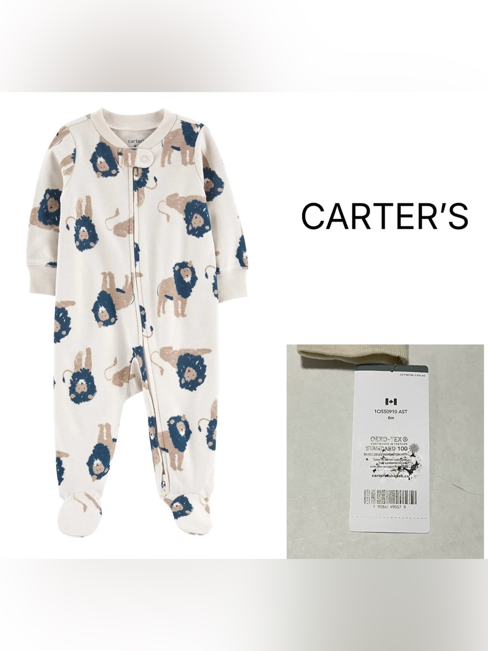 CARTER’S - 6M - NWT - INFANT BOYS SAFARI LION SLEEPER